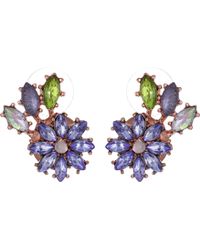 Betsey Johnson Spring Fling Purple Flower & Leaf Stud Earrings - Lyst