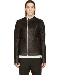 Rick Owens Black Grained Leather Moody Biker Jacket - Lyst