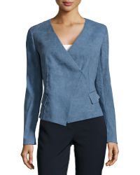 Donna Karan New York Flax-Blend Wrap Jacket - Lyst