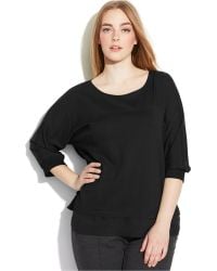 Calvin Klein Plus Size Colorblocked Mixed-Media Sweater - Lyst