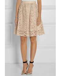 Karl Lagerfeld Resi Embroidered Faux Leather Skirt - Lyst