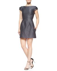 Halston Heritage Croc-Print Dress W/ Cap Sleeves - Lyst