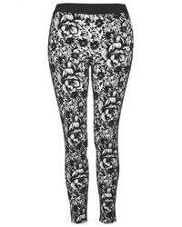 Topshop Petite Monochrome Floral Flocked Treggings - Lyst