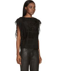 Isabel Marant Black Slik Georgette Embroidered Allen Blouse - Lyst