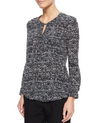 Rebecca Taylor Dot-Print Long-Sleeve Blouse - Lyst