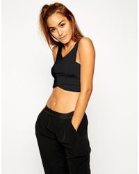 Asos Wrap Front Crop Top - Lyst