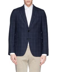 Armani Windowpane Check Plaid Wool Blazer - Lyst