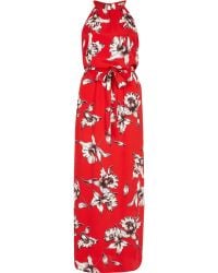 river island red flower dress