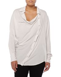 Donna Karan New York Asymmetric Cowl-Neck Button Blouse - Lyst