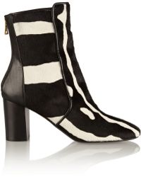 Balmain Amine Zebra-Print Calf Hair Ankle Boots - Lyst