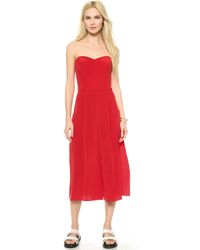 Milly Strapless Culotte Jumpsuit - Red - Lyst