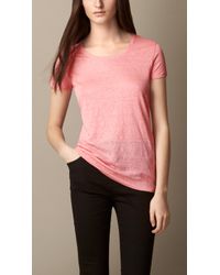 Burberry Linen T-Shirt - Lyst