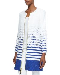 Milly Striped Degrade Tweed Zip Coat - Lyst