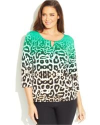 Calvin Klein Plus Size Ombré Animal-Print Keyhole Top - Lyst