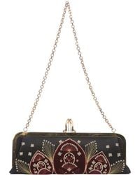 Christian Louboutin Black And Rouge Satin And Velvet 'Miss Loubi Sombrero' Clutch - Lyst