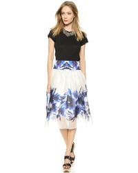 Milly Floral Mirage Print Skirt - Blue - Lyst