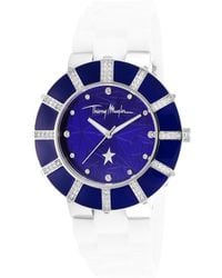Thierry Mugler Women'S White Rubber Blue Dial - Lyst