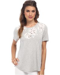 Rebecca Taylor Short Sleeve Flower Lace Tee - Lyst