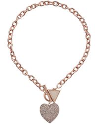 Guess Stone Heart Toggle Necklace With Triangle - Lyst