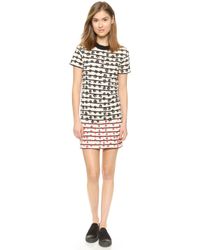 Sonia By Sonia Rykiel Striped Flowers T-Shirt Dress - Off White/Navy/Berry - Lyst