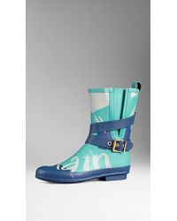 Burberry Belted Check Rain Boots - Lyst