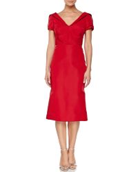 Zac Posen Short-Sleeve Silk Duchesse Dress - Lyst