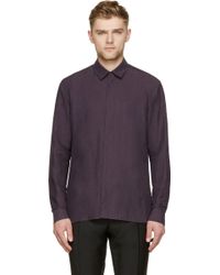 Haider Ackermann Eggplant Silk And Linen Blend Shirt - Lyst