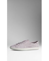 Burberry Suede Low-Top Trainers - Lyst