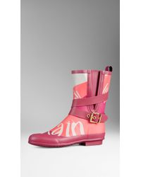 Burberry Belted Check Rain Boots - Lyst