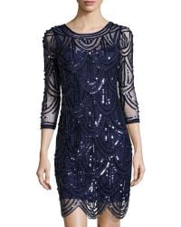 Marina Sequined Fish Scale Cocktail Dress - Lyst