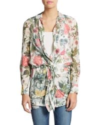 Haute Hippie His Girl Friday Floral Print Silk Jacket - Lyst