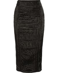 Balmain Pintucked Satin Skirt - Lyst