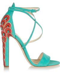Brian Atwood Sonya Embellished Suede Sandals - Lyst