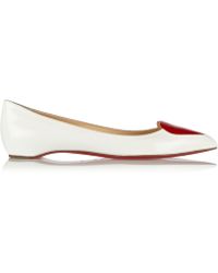 Christian Louboutin Corafront Patent-Leather Point-Toe Flats - Lyst