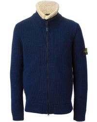 Stone Island Ribbed Knit Cardigan - Lyst