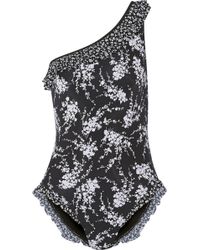 Michael Kors One-Shoulder Floral-Print Swimsuit - Lyst