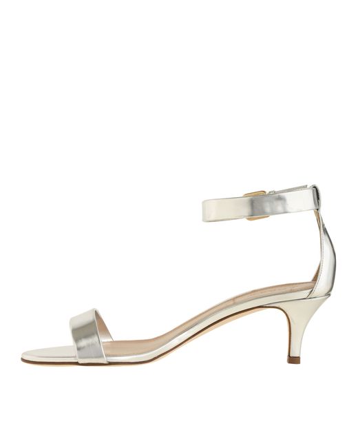 J Crew Mirror Metallic Kitten Heel Sandals In Silver Metallic Silver