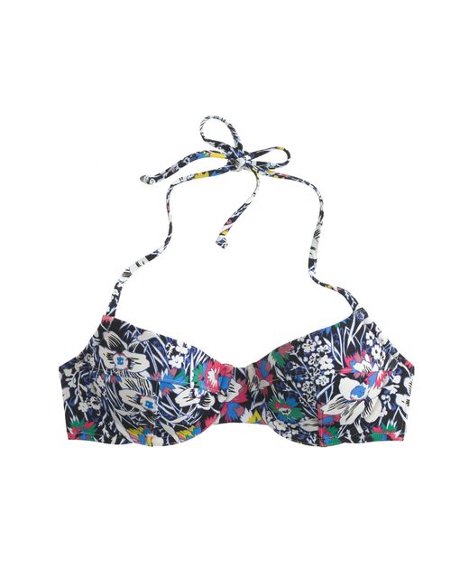 J Crew Dd Cup Demi Underwire Halter Bikini Top In Liberty Santa Maria