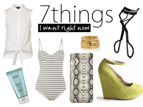 7 things I want right now:
Crisp white sleeveless button down...