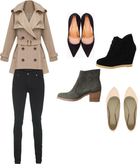 various by monique-benitez featuring wedge shoesTrench coat /...