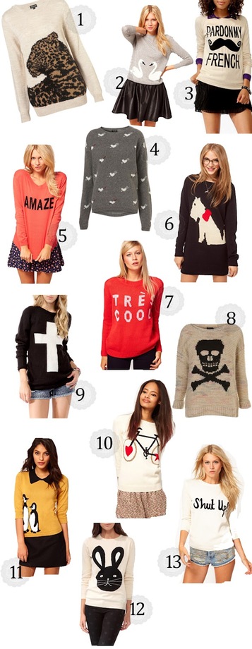 personal shopper: graphic sweaters.