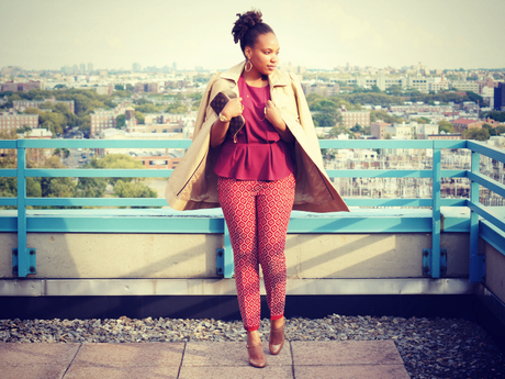 Closet Confection: Burgundy Jacquard Pants + Peplum Top
