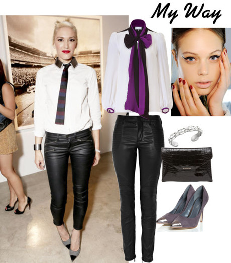 Dramatic tie-neck with a color pop!
