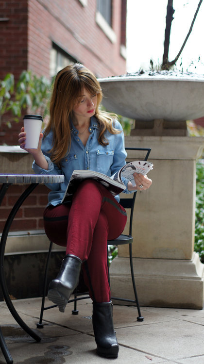 Denim & Burgundy