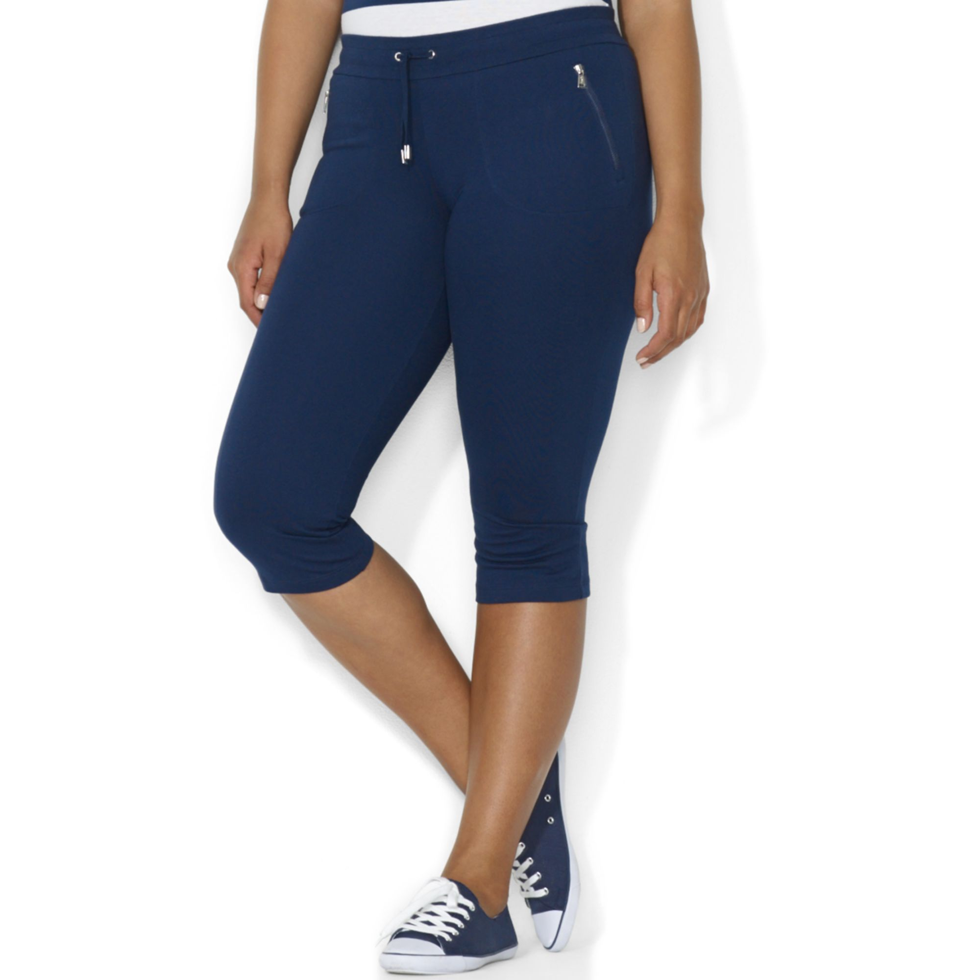 Lauren By Ralph Lauren Plus Size Cropped Active Pants in Blue (San Remo
