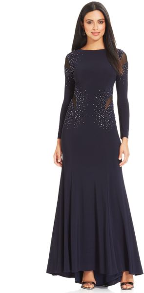 xscape long sleeve gown
