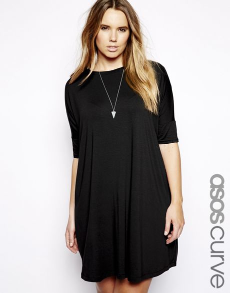 Asos Curve The T-Shirt Dress in Black | Lyst