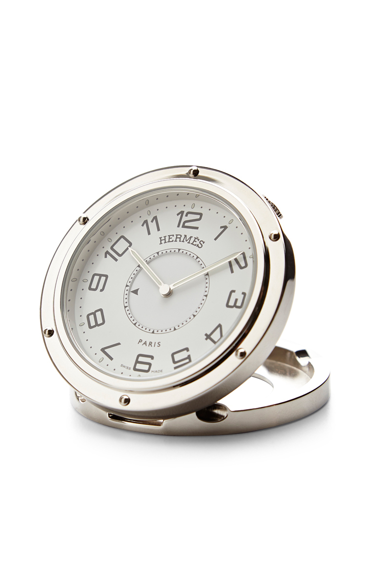 Portero Hermes Desk Clock in Silver in Silver Lyst