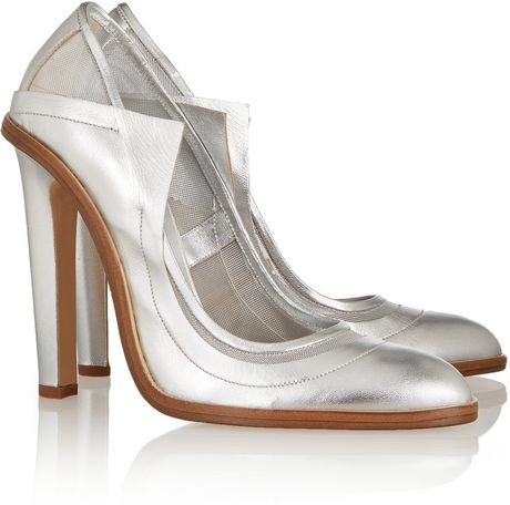 silver leather pumps uk