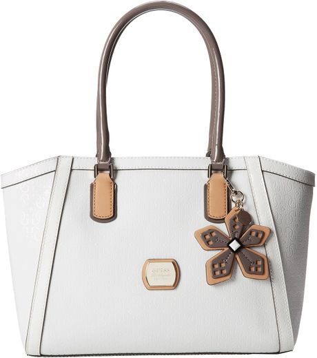 guess hula uptown carryall in beige white 2 lyst guess hula uptown carryall in beige white 2 lyst